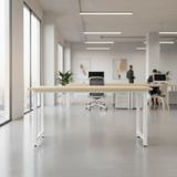 Modern Study Desk with Wood Top & White Metal Legs Study Desk Desks