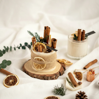 Pastoral Aromatherapy Soy Wax Candle Burlap Wrap Dried Botanicals Mango Peach Lemon Plum Blossom Home & Garden Candles