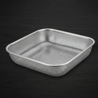 Colander - Stainless Steel Square Perforated Basket Silver Kitchen & Dining Colanders