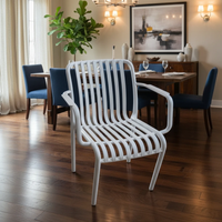 Slatted plastic Outdoor Armchair with Curved Frame and Armrests White Indoor Outdoor Home & Garden Outdoor Chairs