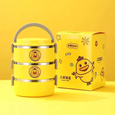 Lunch Box - Nice Duck 3 Layer Detachable Stainless Steel Kids Travel Office Kitchen & Dining Lunch Containers