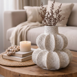 Stone Petal Vase 26x20cm Speckled White Double Tier Ceramic Home & Garden Vases