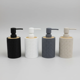 Bamboo Luxury Grid Embossed Soap Lotion Pump Dispenser Kitchen Bathroom Shower Gel Black White Grey Beige Home & Garden Soap & Lotion Dispensers