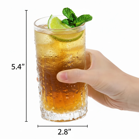 Six Piece Ice Texture Crystal Glass Set 350ml Drinking Glasses Kitchen & Dining Tumblers