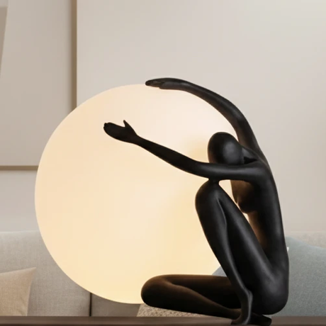 Modern Artistic Wall Lamp with Human Sculpture and Globe Light Home & Garden Wall Light Fixtures