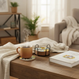 Drink Coasters - 6-Piece Sunflower Rustic Wooden Print with Metal Stand Kitchen & Dining Coasters