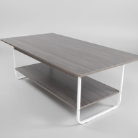 Two-Tier Coffee Table with Grey Wood Top & White Metal Frame Coffee Table Coffee Tables