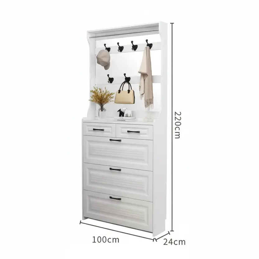Hallway Cabinet - Multi-Function Shoe Storage with Coat Rack 220cm Furniture Storage Cabinets & Lockers