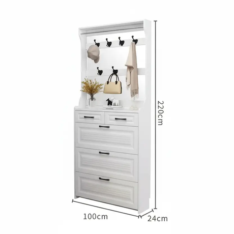 Hallway Cabinet - Multi-Function Shoe Storage with Coat Rack 220cm Furniture Storage Cabinets & Lockers