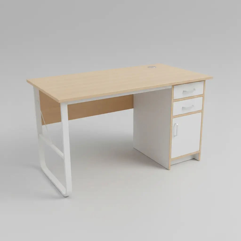 Office Desk with Drawers, Cabinet & X-Brace Frame Office Desk Desks