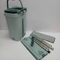 Veltex Flat Mop and Dual-Chamber Wringer Bucket Set with Extra Microfibre Cloth Green 33cm Head 125cm Handle Home & Garden Mops