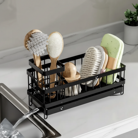 Sink Caddy - Multifunctional Sponge & Detergent Rack with Draining Tray Kitchen & Dining Sink Caddies