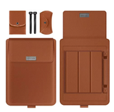 3-in-1 Laptop Sleeve Stand Mouse Pad PU Leather Brown Grey Black Green Blue Office Furniture Computer Covers & Skins