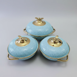 3 Piece Classy Ceramic Serving Bowls with Gold Handles Kitchen & Dining Serving Platters