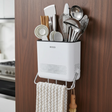 Wall-Mounted Cutlery Drainer with Towel Bar and Hooks ECOCO White Kitchen & Dining Kitchen Utensil Holders & Racks