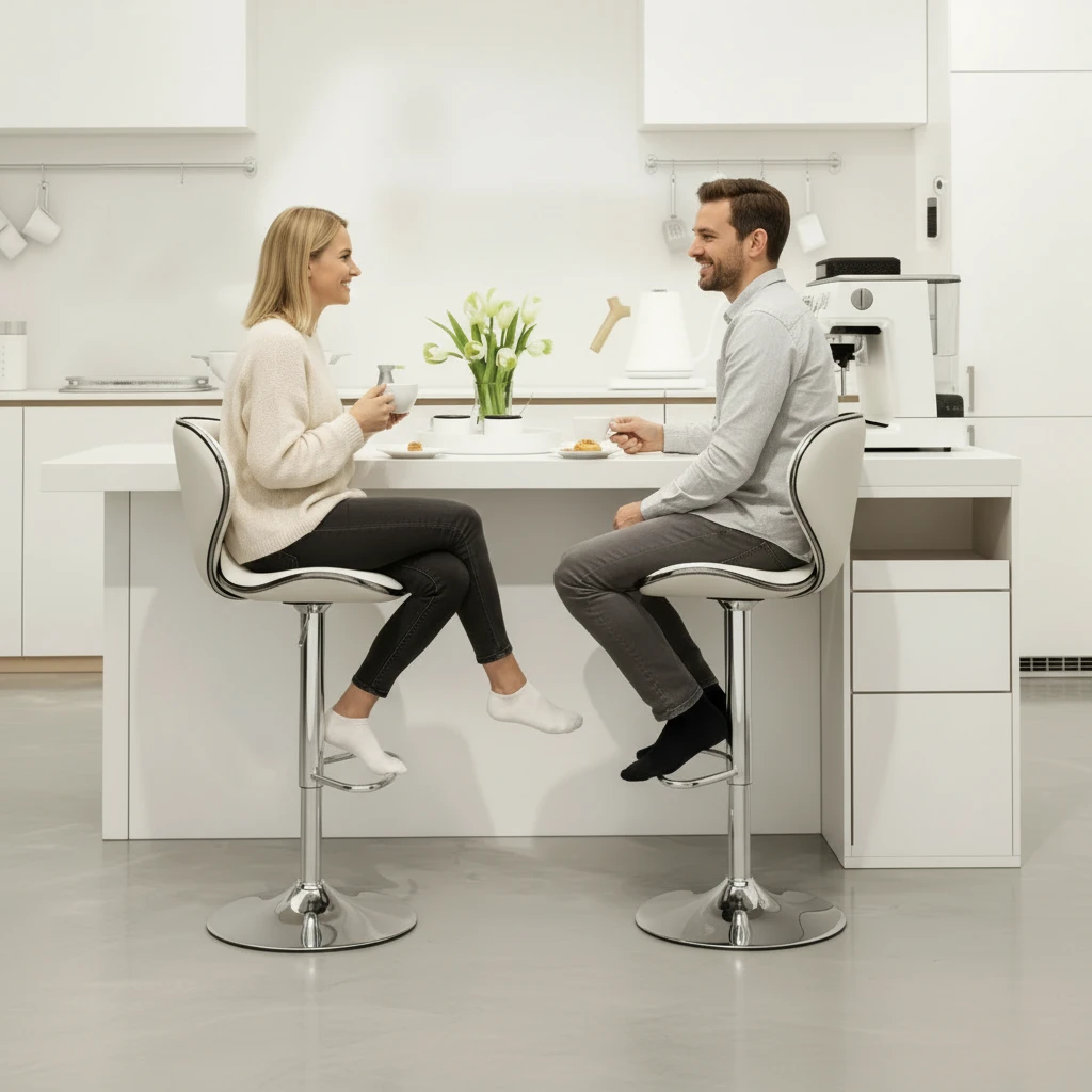 Adjustable Leather Bar Stool With Chrome Base For Home Home & Garden Adjustable Bar Stools
