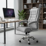 High-Back Leather Executive Chair with Footrest Office Chairs