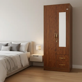 2-Door Wardrobe with Mirror & Drawers Mirrored Wardrobes