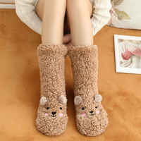 Fluffy Bear Slipper Socks Anti-Slip Sherpa Mid-Calf Home & Garden Crew Socks