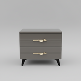 Bedside Drawer - Modern 40cm x 50cm with 2 Drawers & Gold Handles