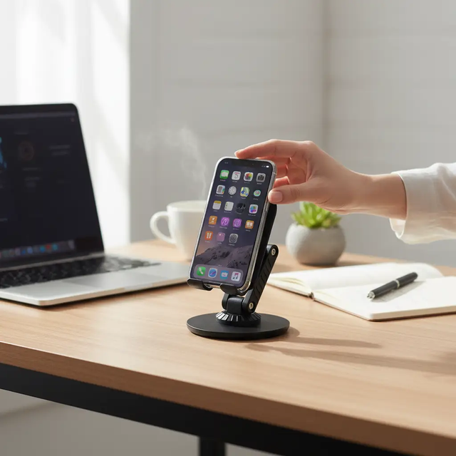 Phone Stand - 360 Adjustable Desktop Holder for Phone and Tablet Black Electronics Mobile Phone Stands