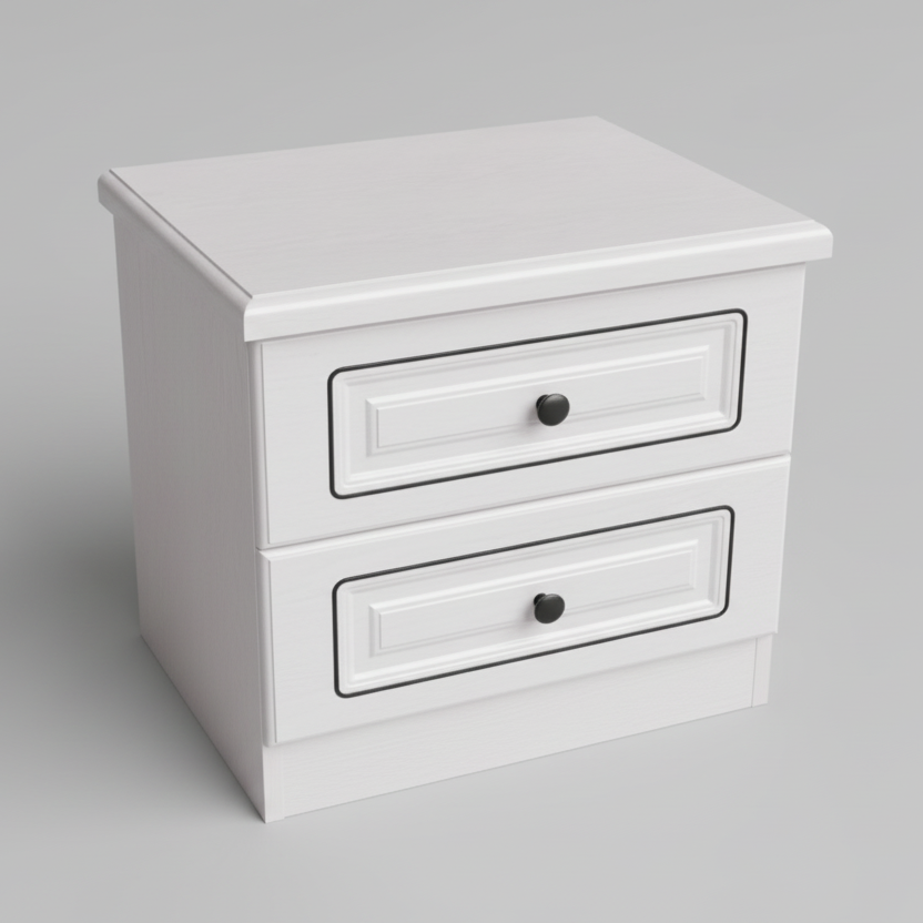 Bedside Drawer - Modern 40cm x 50cm with 2 Drawers