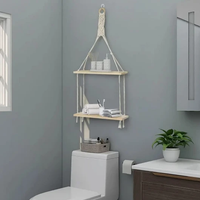 Wall Shelf - Macrame Hanging 2-Tier Floating Shelf Home Decor Floating Wall Shelves & Ledges