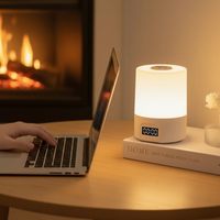 LED Touch Night Lamp with Digital Clock Display Warm White Colour Changing USB Bedside Office Study Home & Garden Night Lights & Ambient Lighting