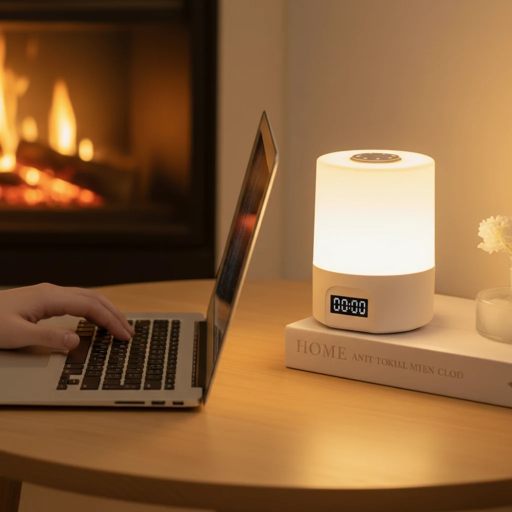 LED Touch Night Lamp with Digital Clock Display Warm White Colour Changing USB Bedside Office Study Home & Garden Night Lights & Ambient Lighting