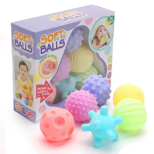 Soft Balls - 6-Piece Sensory Squeeze Ball Set for Babies and Toddlers 3+ Months Toys & Games Baby Activity Toys