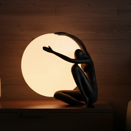 Modern Artistic Wall Lamp with Human Sculpture and Globe Light Home & Garden Wall Light Fixtures