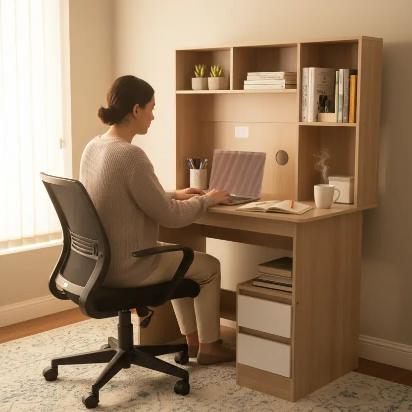Computer Desk with Hutch, Drawers & Keyboard Tray Computer Desk Desks