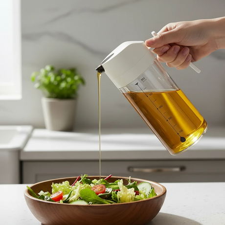 500ml High Borosilicate Glass Oil Dispenser Bottle with Auto-Flip Lid Kitchen & Dining Oil Dispensers