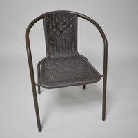 Dining Chair - Rattan Weave Steel Frame Outdoor Indoor Stackable Patio Furniture Kitchen & Dining Room Chairs