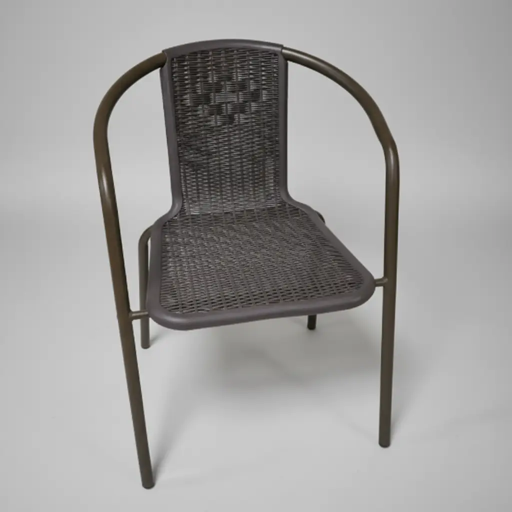 Dining Chair - Rattan Weave Steel Frame Outdoor Indoor Stackable Patio Furniture Kitchen & Dining Room Chairs