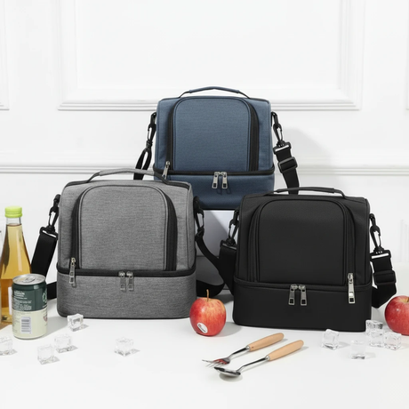 Insulated Lunch Bag Dual Compartment with Shoulder Strap Bags & Accessories Lunch Bags