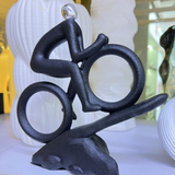 Downhill and Uphill Bicycle Sculpture Ceramic Decor with Silver Accent Home & Garden Sculptures & Statues