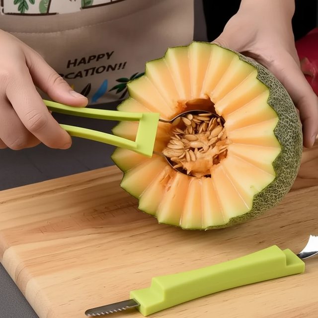 4-in-1 Melon Baller Scoop Fruit Carving Set Green Kitchen & Dining Melon Ballers