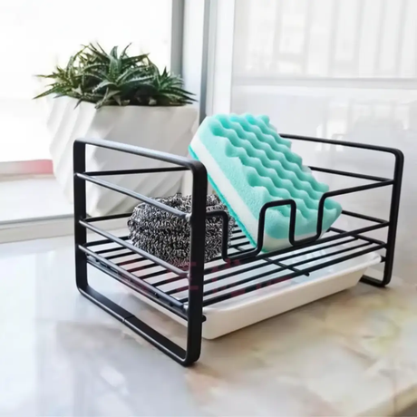 Sink Caddy - Black Metal Wire with Sponge Holder and Draining Tray Home & Garden Sink Caddies