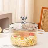 2L Borosilicate Glass Pot with Bear Lid and Dual Handles