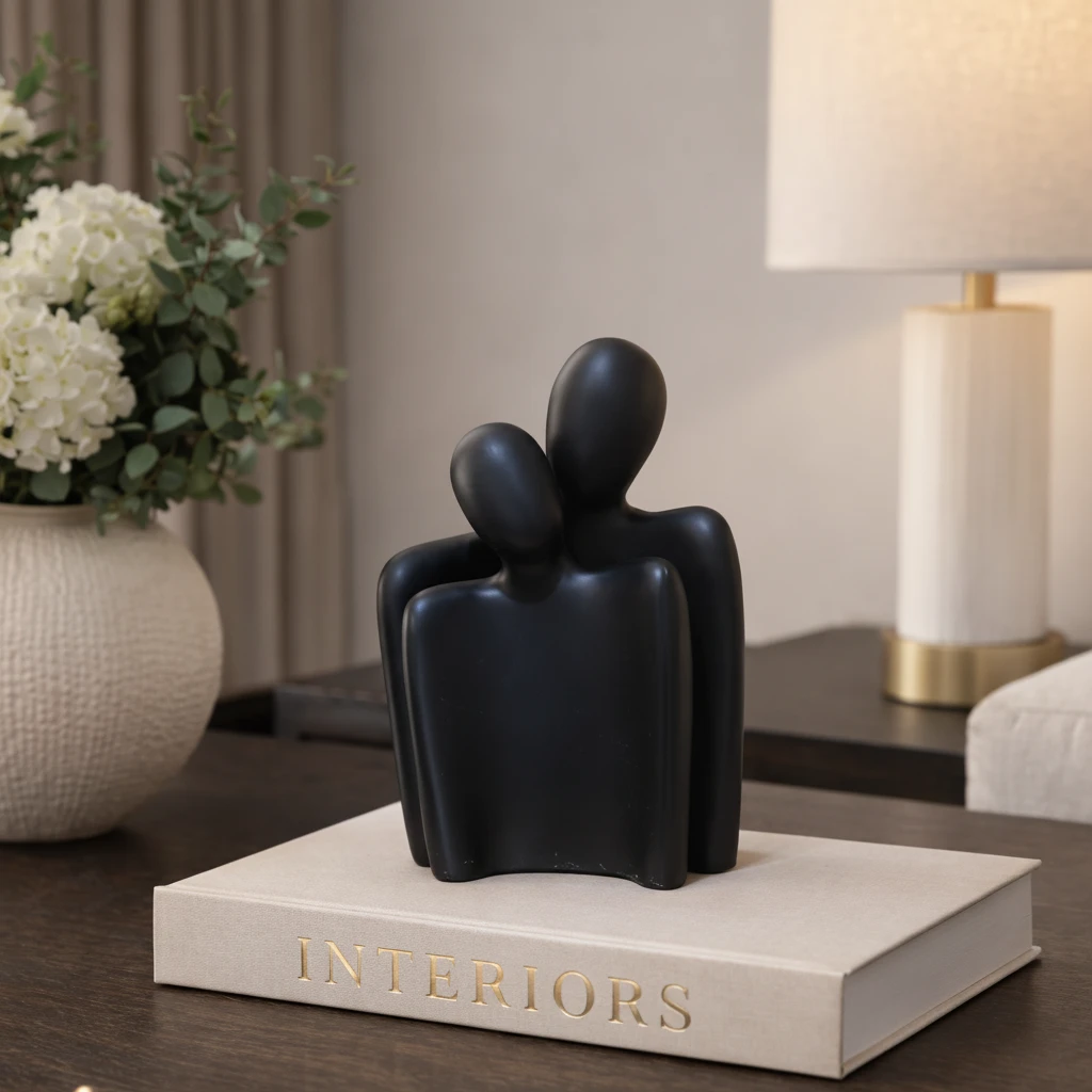 Abstract Couple Embrace Resin Sculpture Matte White Black 16cm Home Decor Home & Garden Sculptures & Statues