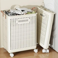 Foldable Laundry Hamper with Wheels 38x20x45cm Ventilated Storage Basket Home & Garden Laundry Baskets