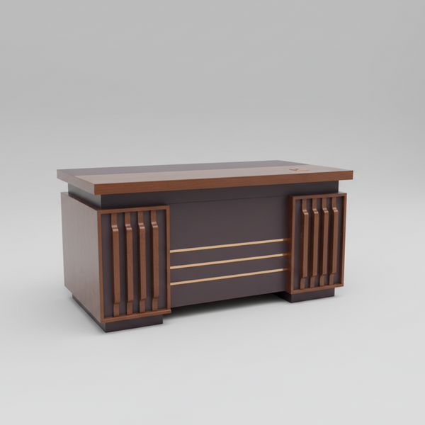 Executive Desk - 1.4m Brown Wood with Drawers