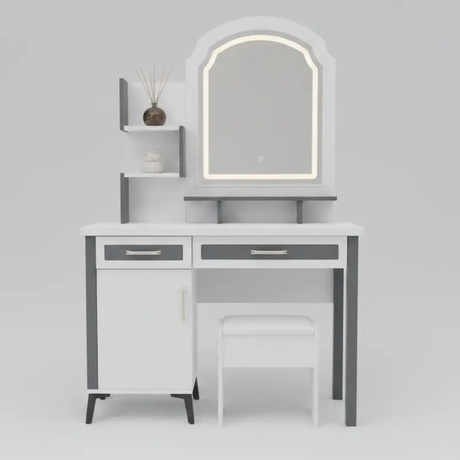 Arch LED Mirror Dressing Table with Cabinet Makeup Vanities