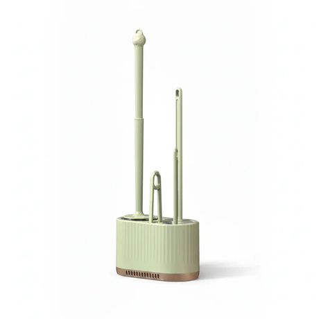 Toilet Brush Set - 3-in-1 with Rim Brush and Holder Wall Mount White Light Green Home & Garden Toilet Brush & Holder Sets