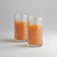 Six Piece Ice Texture Crystal Glass Set 350ml Drinking Glasses Kitchen & Dining Tumblers