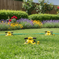 360° Rotating 3-Arm Garden Sprinkler Inlet Outlet Hose Connector Yellow Home & Garden Sprinklers