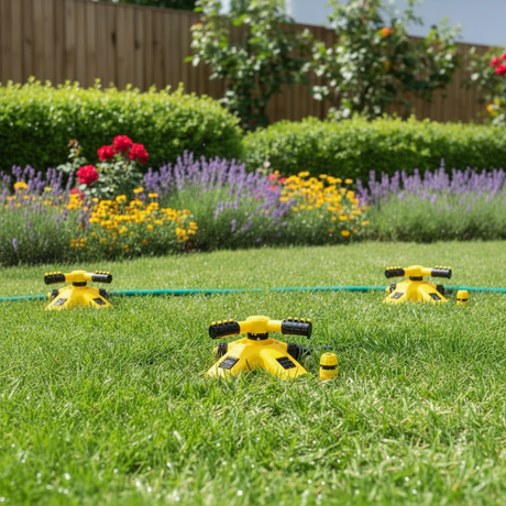 360° Rotating 3-Arm Garden Sprinkler Inlet Outlet Hose Connector Yellow Home & Garden Sprinklers