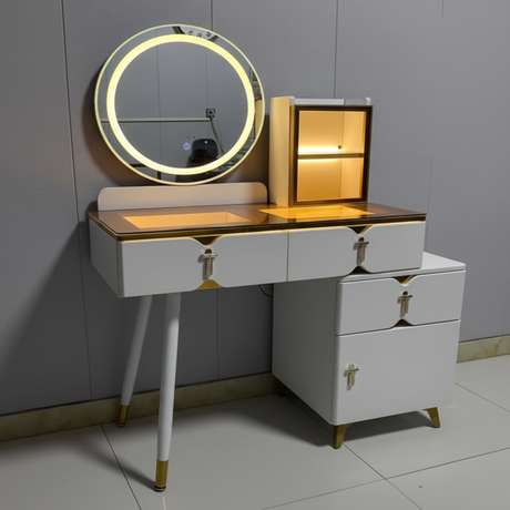 Dressing Table - Luxury with LED Mirror & Gold Accents