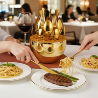 25pc Egg-Shaped Luxury Flatware Cutlery Set Stainless Steel Gold Silver Gift Box Kitchen & Dining Flatware Sets
